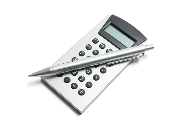 Calcolatrice e penna — Foto Stock