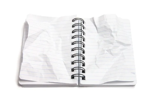Σημειωματάριο με τσαλακωμένο σελίδες — Φωτογραφία Αρχείου