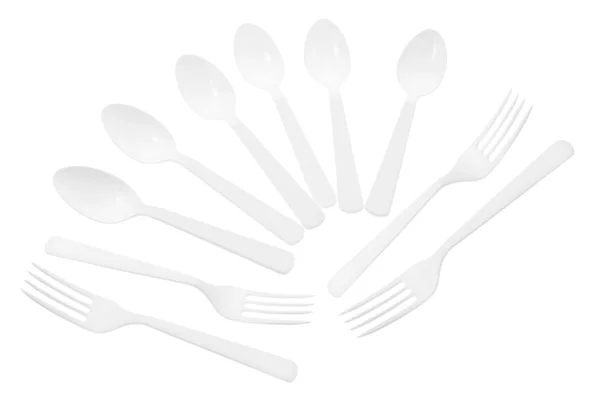 Cucchiai e forchette di plastica — Foto Stock