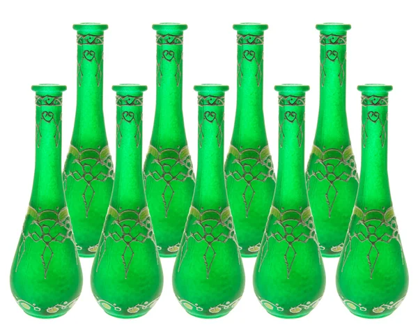 Зеленые стеклянные вазы — стоковое фото