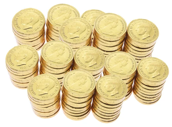 Pile di monete di cioccolato — Foto Stock