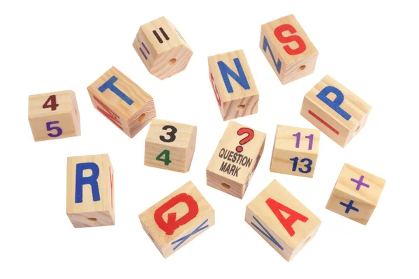 Wooden Alphabet and Number Blocks — Stock Photo, Image
