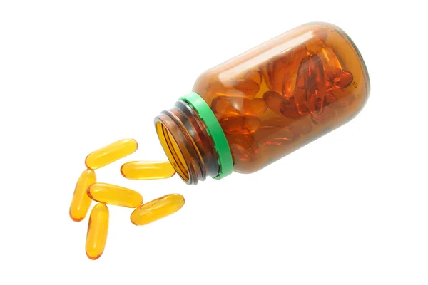 Пляшка риби олія таблетки — стокове фото