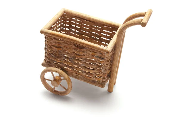 Miniaturowy wózek wiklinowy koszyk — Zdjęcie stockowe