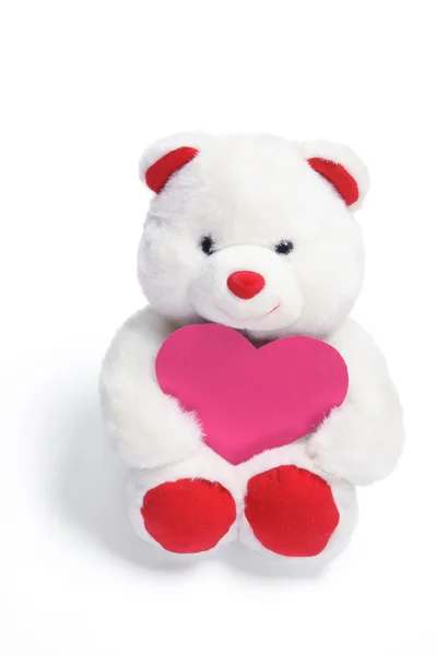 Nallebjörn med kärlek hjärta — Stockfoto