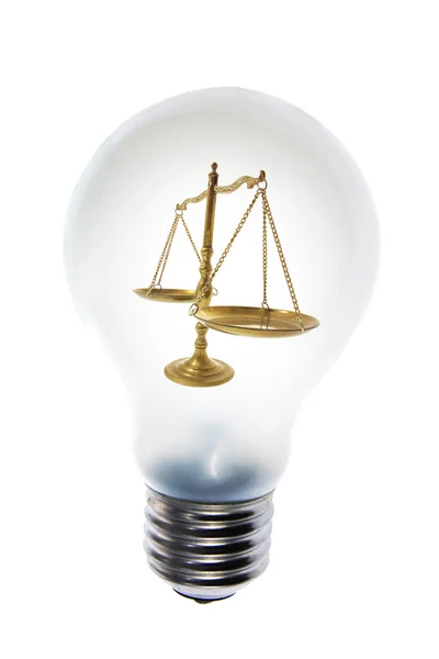 stock image Light Bulb and Brass Scale
