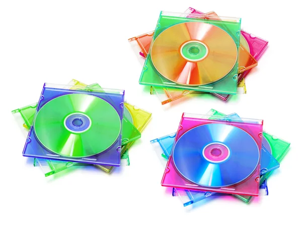 Стопка компакт-дисков в пластиковых корпусах — стоковое фото