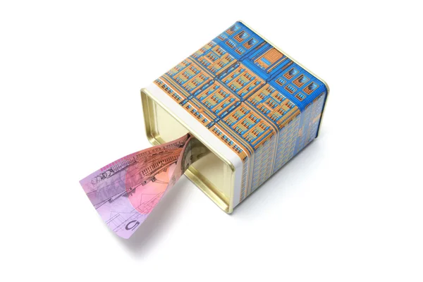 Money Box with Dollar Note — Stock Photo, Image