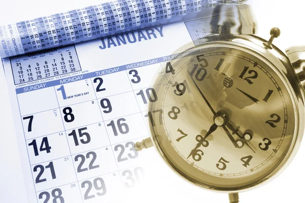 Kalender och alarm klocka — Stockfoto