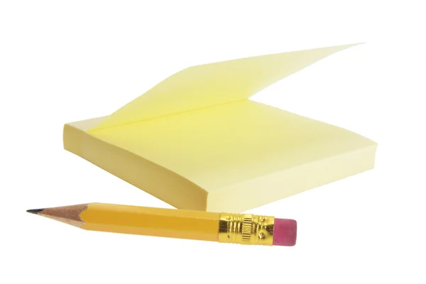 Post It Note Pad and Pencil — Stock Photo, Image