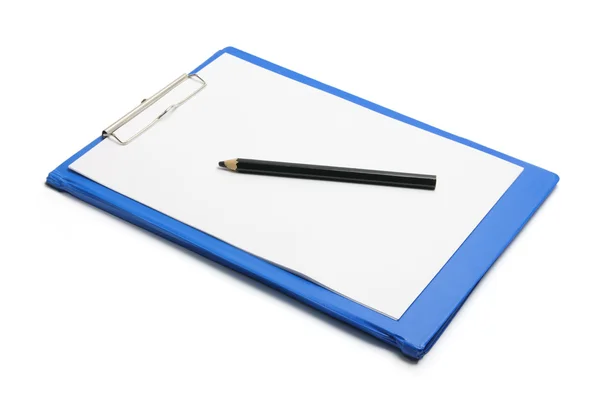 Schránka s prázdný papír a tužka — Stock fotografie
