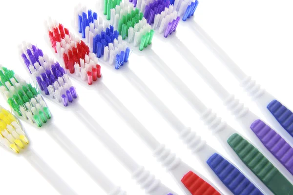 Fila de escovas de dentes — Fotografia de Stock
