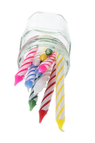 Birthday Candles in Glass Jar — Stock Photo, Image