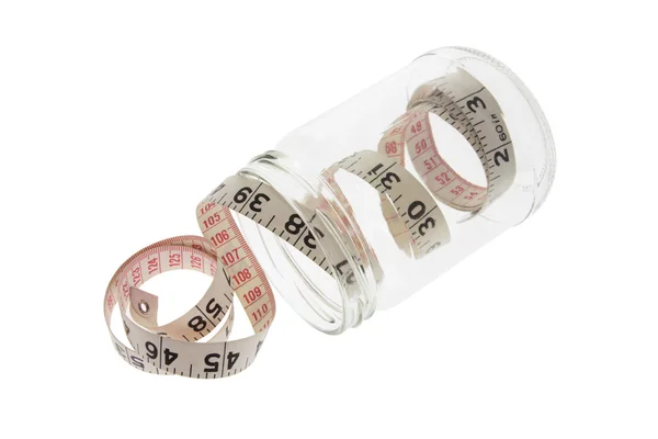Fita métrica em frasco de vidro — Fotografia de Stock