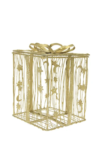 Zlatý drát Dárková krabice — Stock fotografie