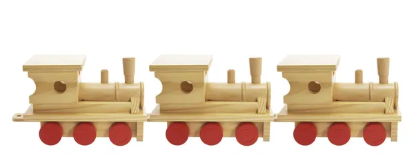 Comboios de brinquedo de madeira — Fotografia de Stock