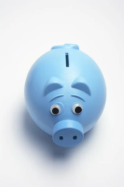 Blue Plastic Piggy Bank — Zdjęcie stockowe
