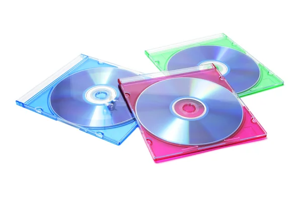 Discos compactos en estuches de plástico Imágenes de stock libres de derechos