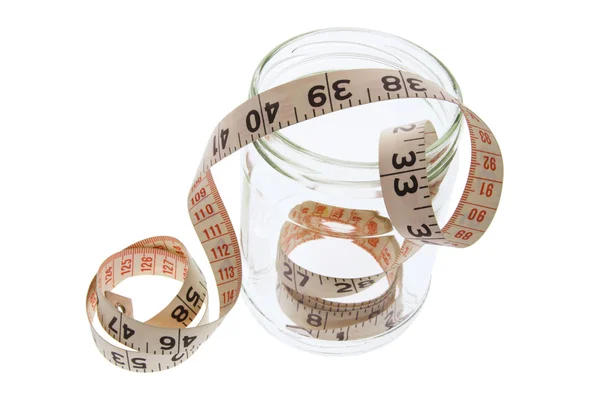 Tape Measure in Glass Jar — Stok fotoğraf