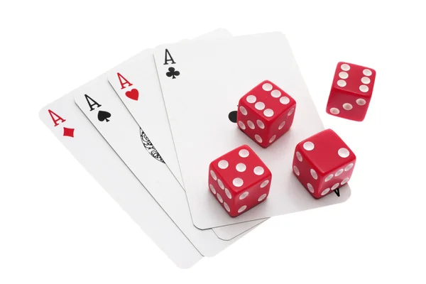 Dice and Ace Cards — Stock Photo, Image