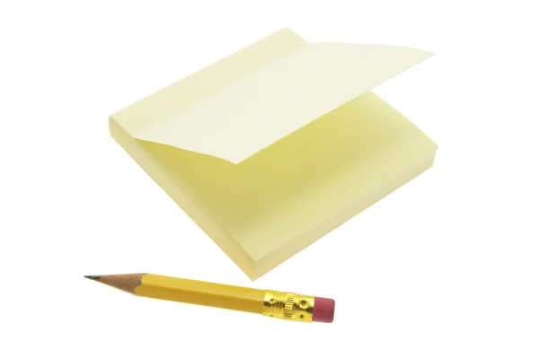 Pós-it Almofada de notas e lápis — Fotografia de Stock