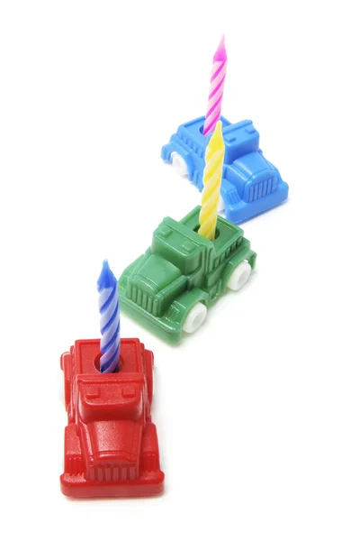Autka z świeczki urodzinowe — Zdjęcie stockowe