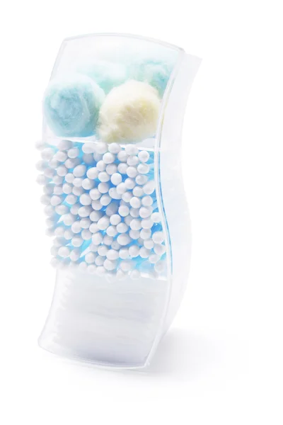 Cotton Wool and Buds in Box — Stock Photo, Image