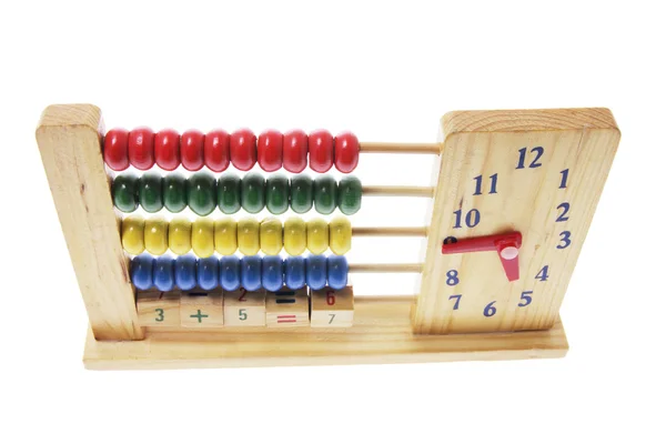Wooden Children Abacus with Clock Stock Picture
