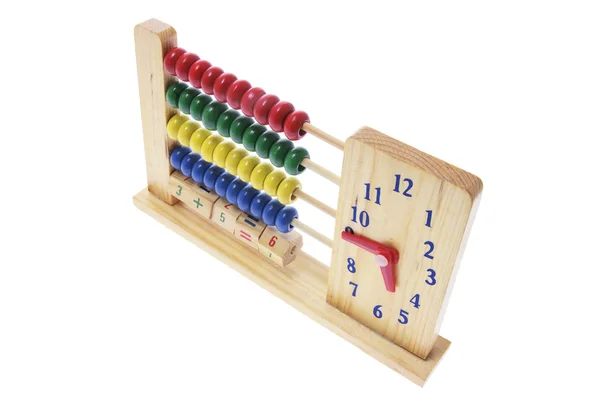 Wooden Children Abacus with Clock Stock Image