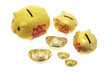 Piggy Banks and Ingots clipart