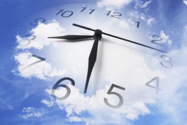 Clock and Cloudy Sky clipart