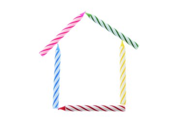 Birthday Candles Arranged in Shape of House clipart