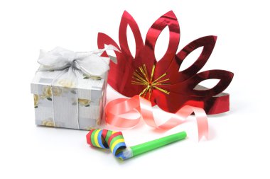 Gift Box with Party Favors clipart