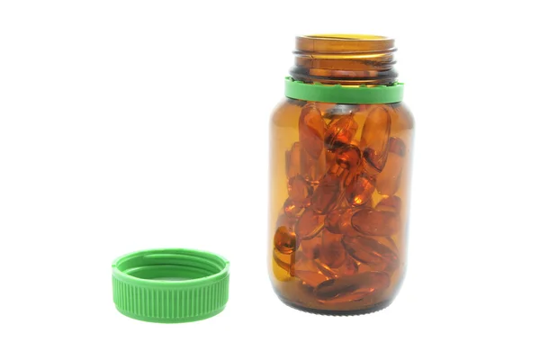 Пляшка риби олія таблетки — стокове фото