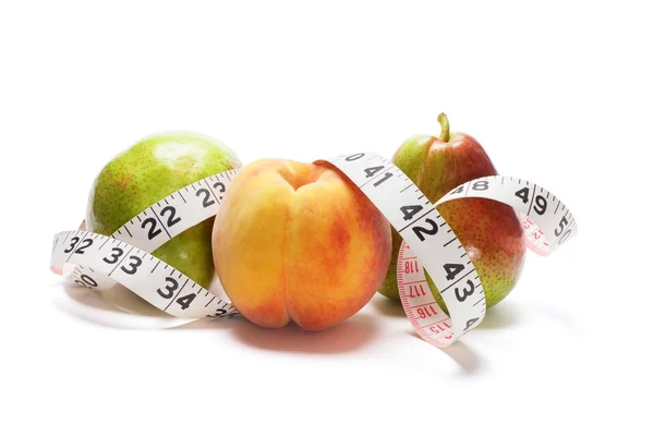 Fita métrica e Frutas — Fotografia de Stock