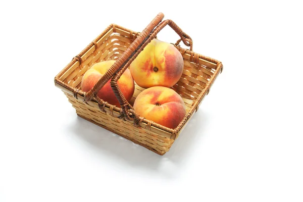 Peaches in Basket — Stock Photo, Image
