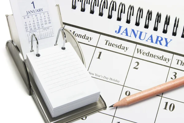 Kalendarze i ołówek — Zdjęcie stockowe