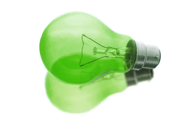 Zelené světlo žárovka — Stock fotografie