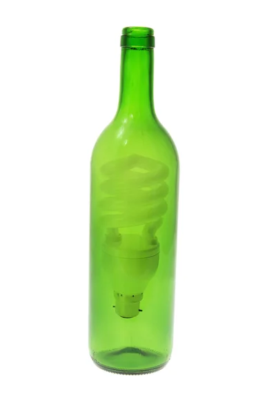 Fluorescent Light Bulb in Bottle — Stock Photo, Image