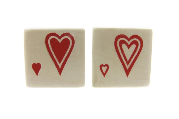 Blocchi di legno con simboli di cuore — Foto Stock