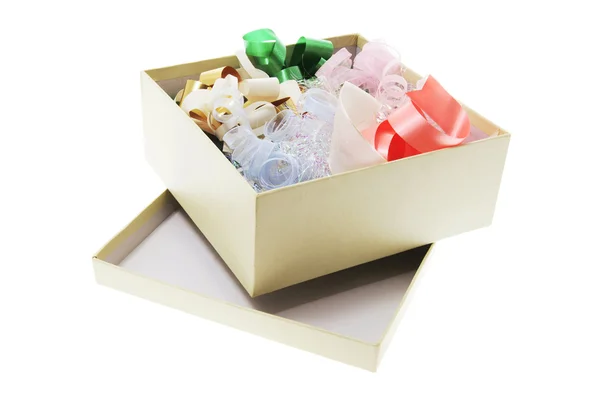 Box of Gift Bows and Ribbons — Stock Photo, Image