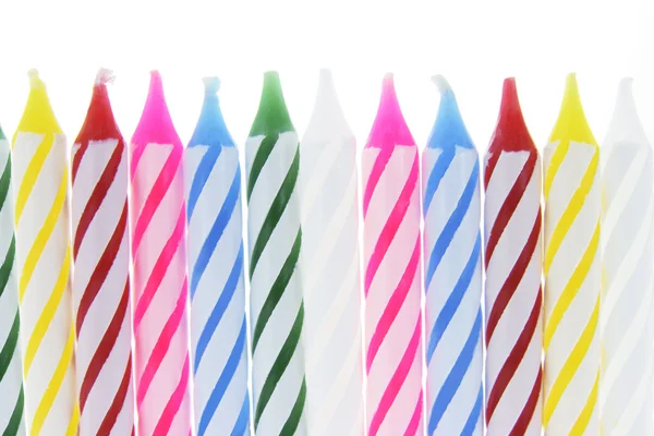 Rij van birthday kaarsen — Stockfoto