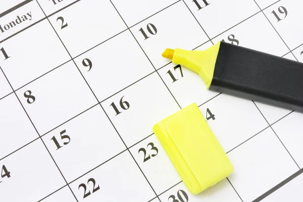 Penna marcatore sul calendario — Foto Stock