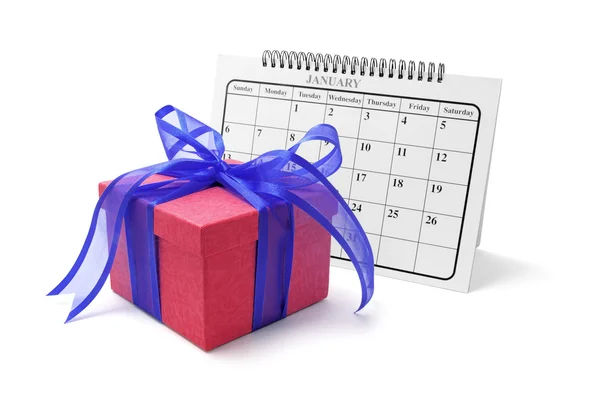 Presentförpackning och kalender — Stockfoto