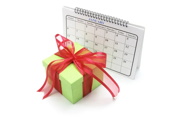 Calendário e caixa de presente Fotografia De Stock