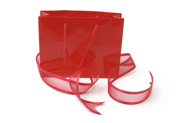 Κόκκινη τσάντα για ψώνια Εικόνα Αρχείου
