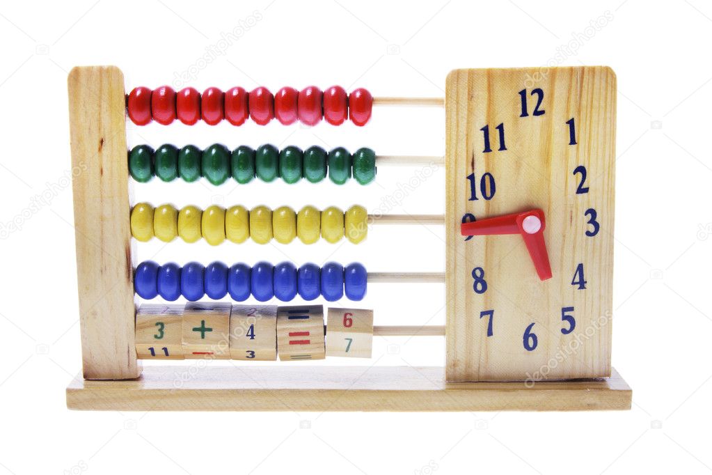 Wooden Children Abacus with Clock