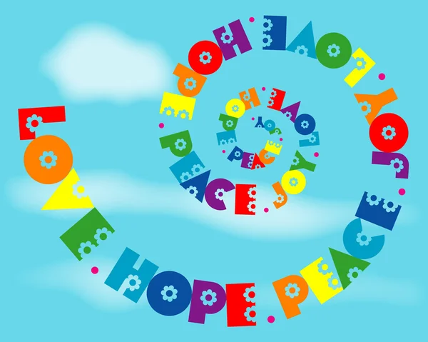 Love Hope Peace Joy Rainbow Spiral — Stock Vector