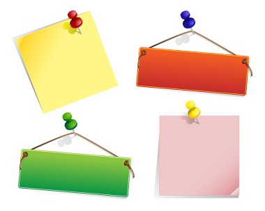 Colored-papers and pins clipart