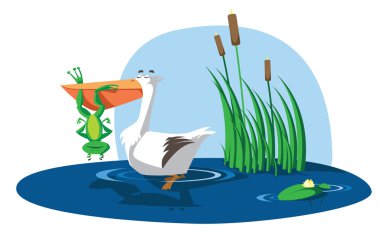 Frog and Pelican clipart